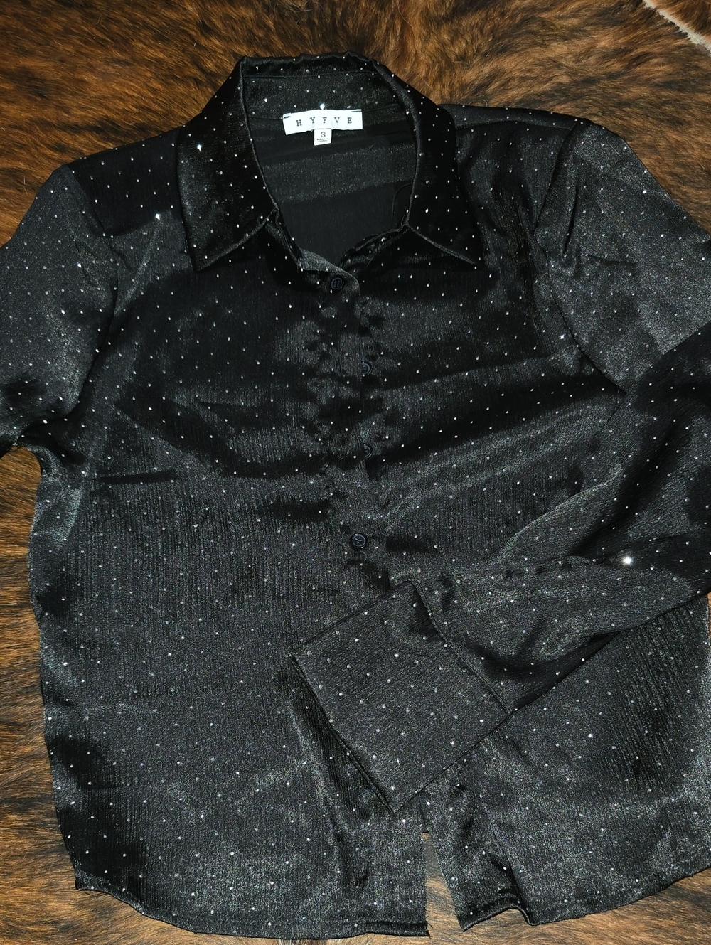 HYFVE Black Sparkle Button-Up Dress Shirt